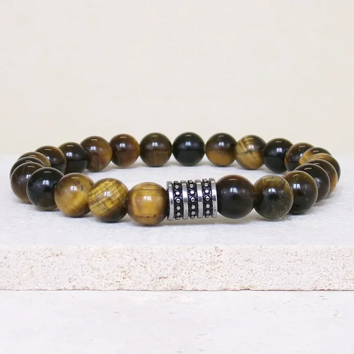 Malo bracelet Tiger eye beads stainless steel