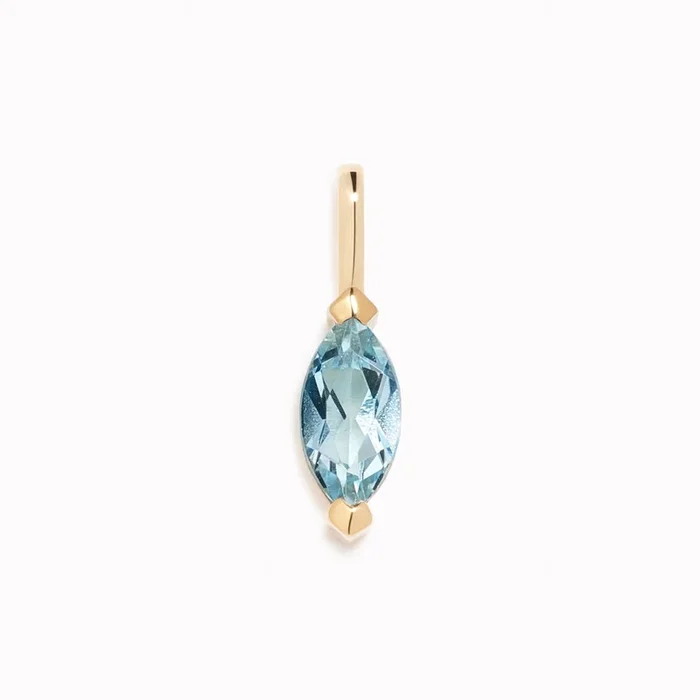 March Birthstone Pendant 14k Gold – Swiss Blue Topaz