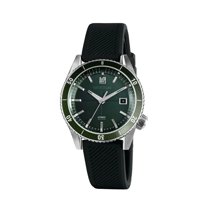 March LA.B Bonzer Automatic Double Green silicone strap- Lepage
