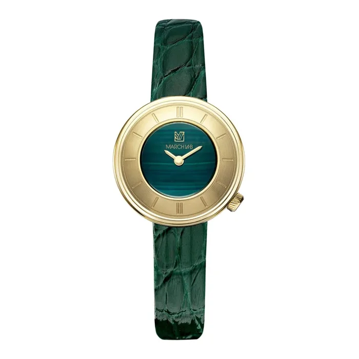 March LA.B Lady VOLANTE watch with green dial,green leather strap, 30 mm – Lepage