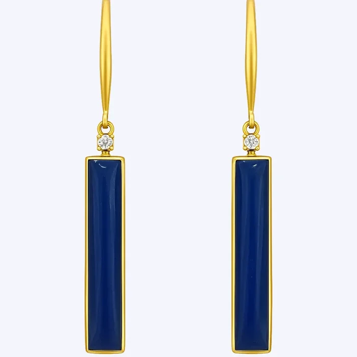 Maris Lapis and Diamond Dangle Earrings