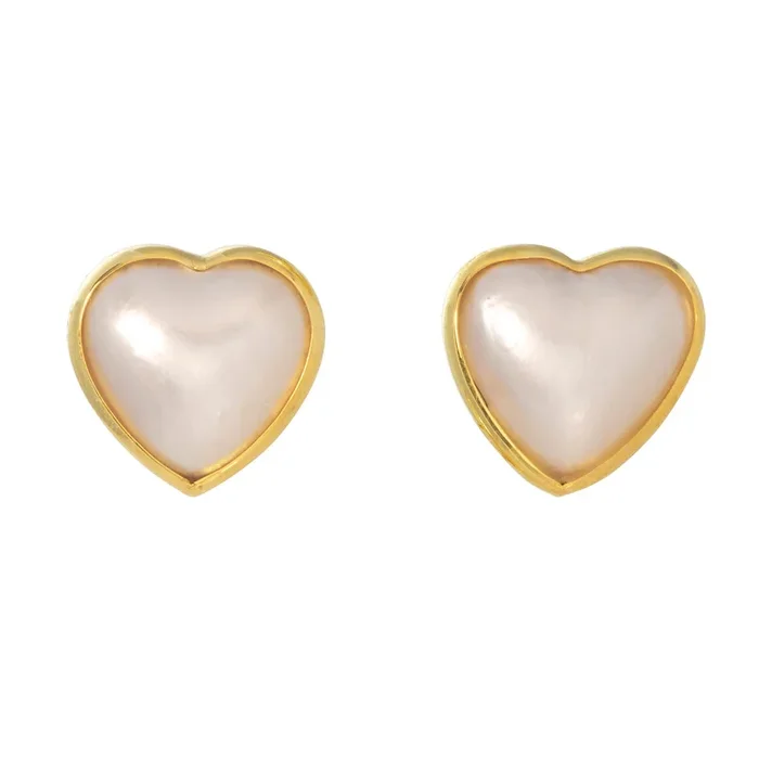 Mazza Mabe Pearl 14K Yellow Gold Heart Earrings