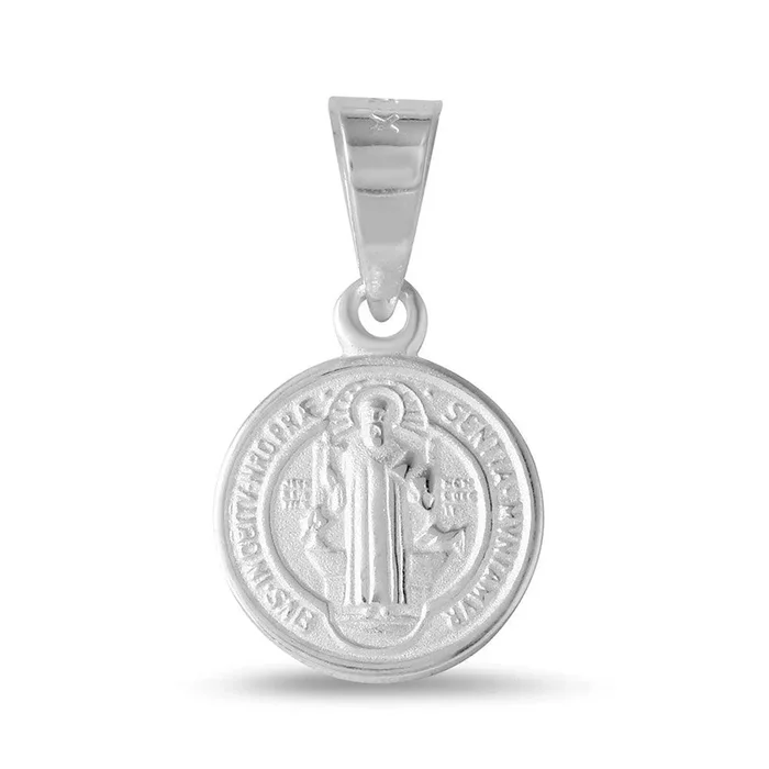 Medallón de San Benito de Plata 925 Alto Pulido 11mm – JCA022-R7