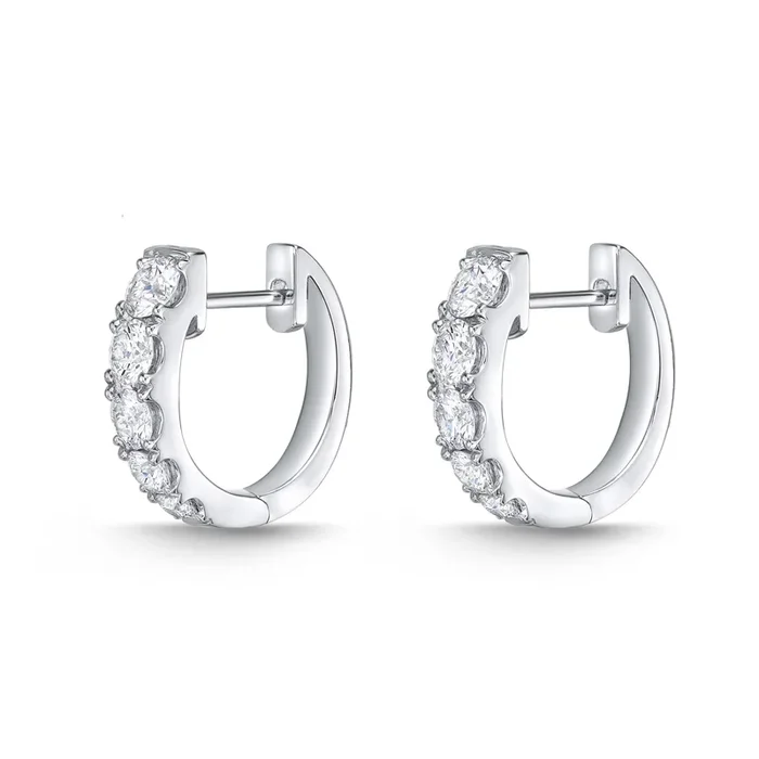 Memoire 18ct White Gold 0.90 Carat Diamond Graduated Huggies 14x14mm