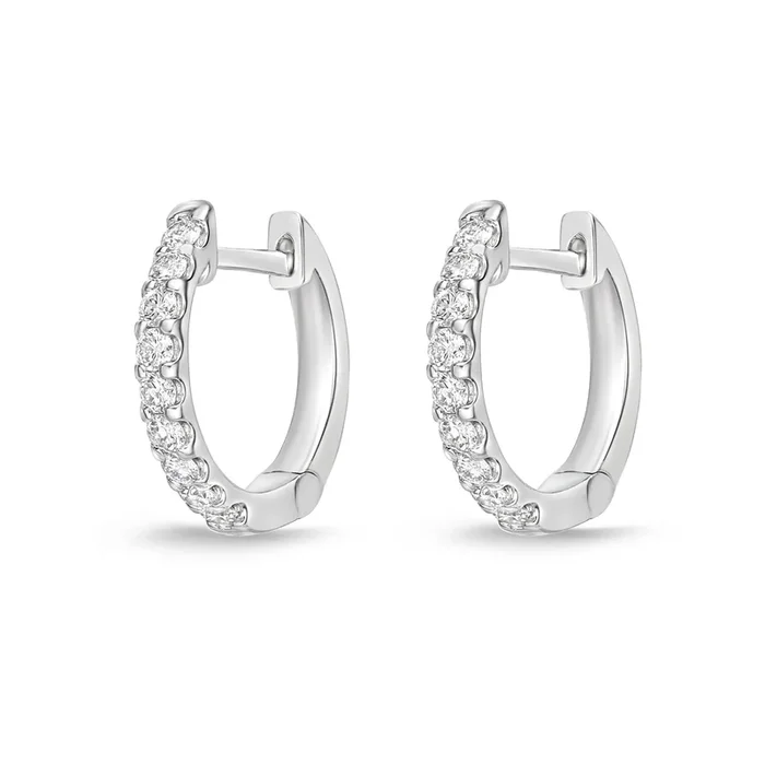 Memoire 18ct White Gold 1/4 Carat Diamond Huggies 12x12mm