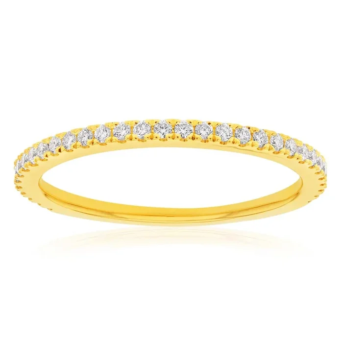 Memoire 18ct Yellow Gold 1/5 Carat Diamond Eternity Band with 3/4 band of Diamonds