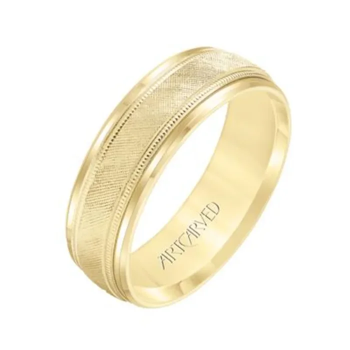 Men’s 14k 7mm Textured Carved Wedding Band