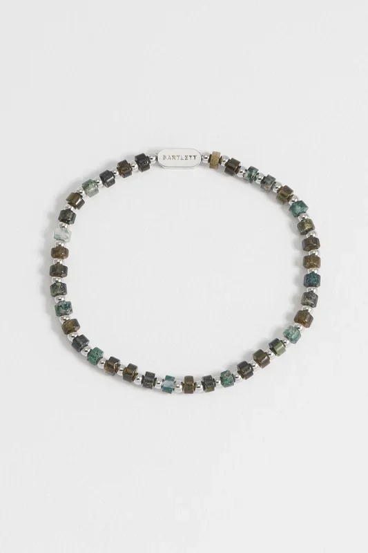 Men’s Mixed Green Gemstone Rondelle Bracelet