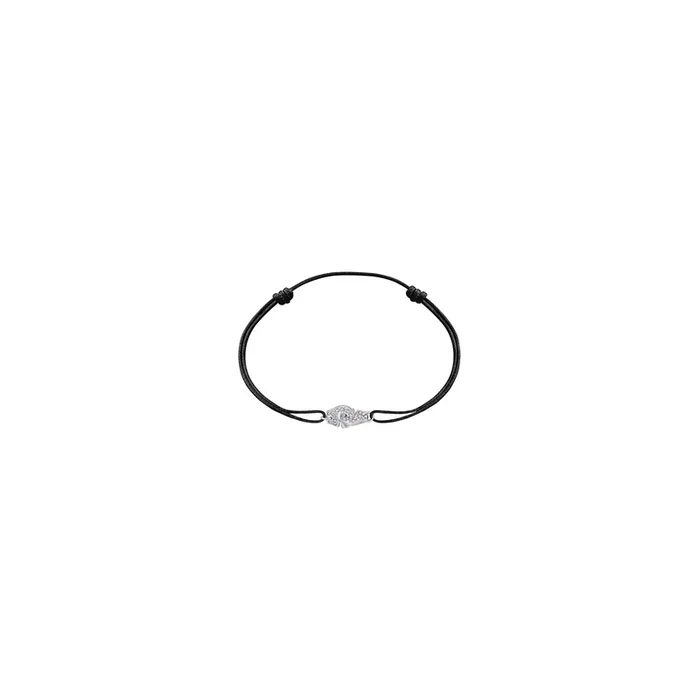 Menottes dinh van R8 bracelet in white gold with diamonds paved on a cord – Lepage