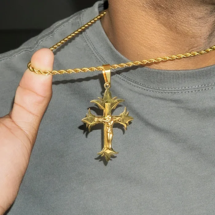 Mens Jewelry – 14K Gold Big Crucifix Necklace | Appx. 9 Grams