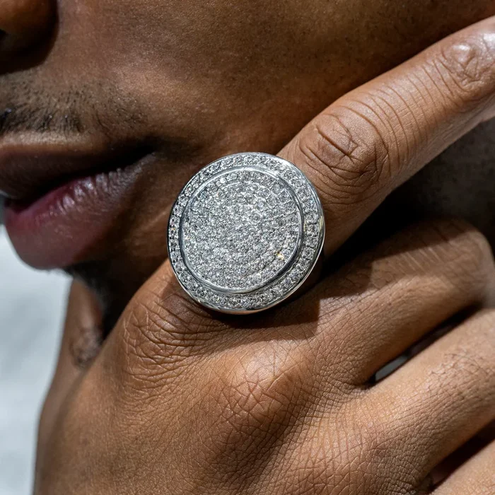 Mens Jewelry – 14K White Gold Iced Out VVS Pinky Ring | 17.2 Grams