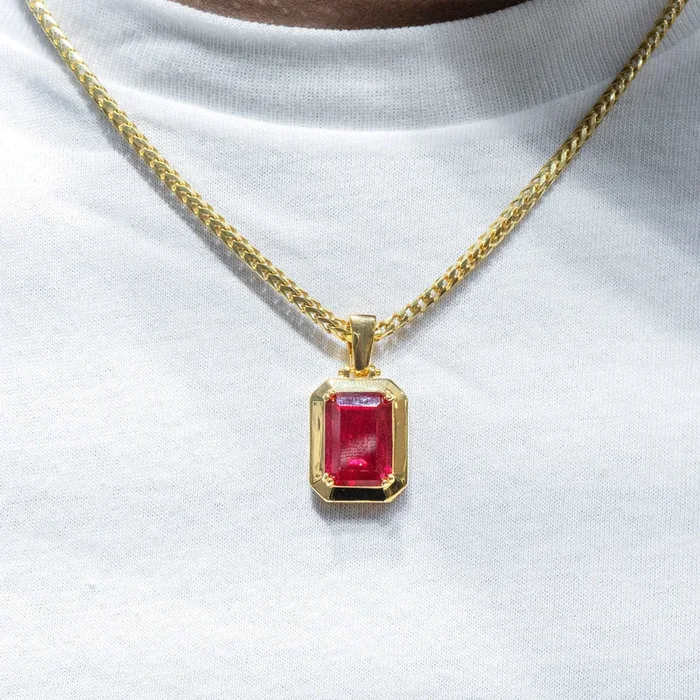 Mens Jewelry – Gold Ruby Necklace | Appx. 14 Grams