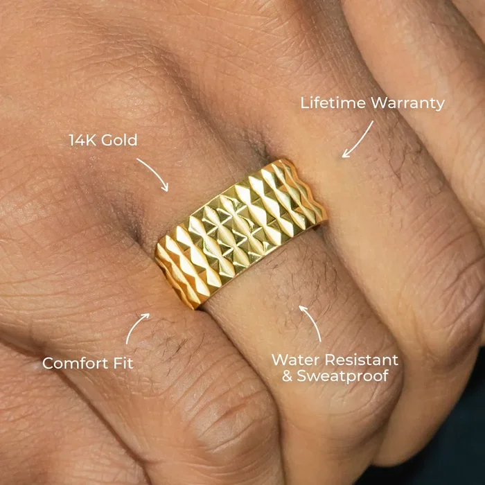 Mens Jewelry – Gold Spikey Wedding Ring | 7.3 Grams