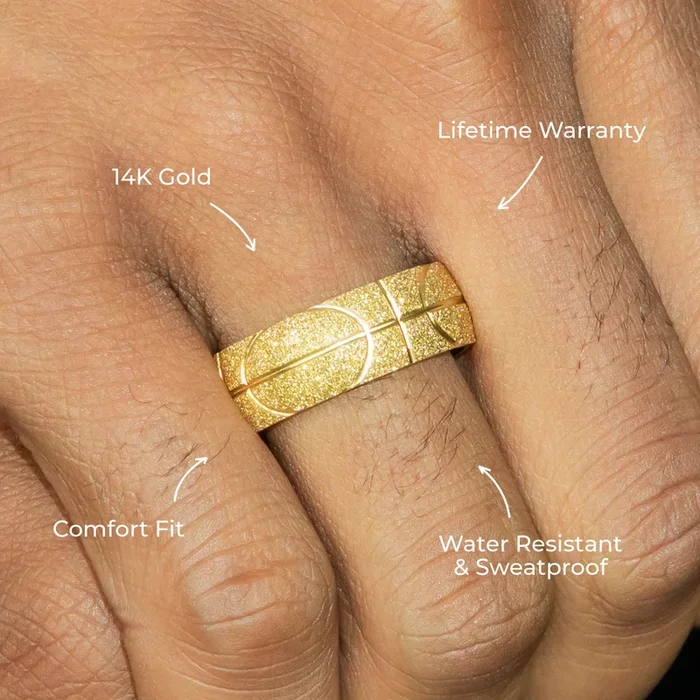Mens Jewelry – Sand Blast Gold Wedding Ring | 9 Grams