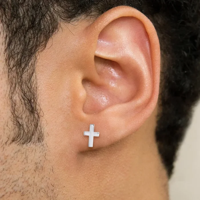 Mens Jewelry – Silver Cross Earrings for Men | Appx. 0.9 Grams