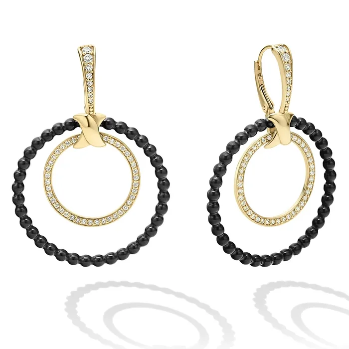 Meridian Double Circle 18K Gold and Diamond Earring Set