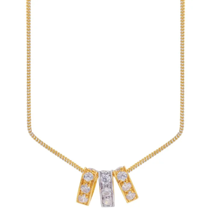 Mesmerizing Two tone Pendant with CZ in 22K Gold