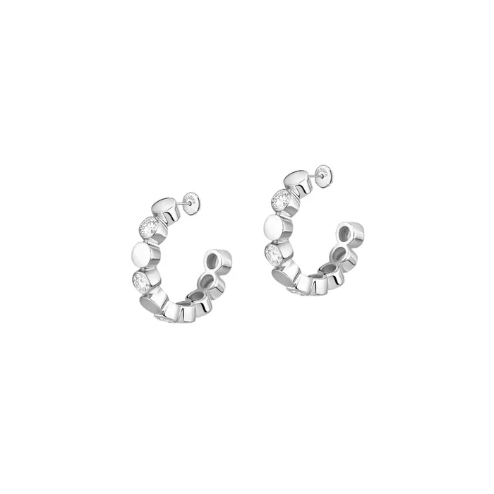 Messika D-Vibes mini hoop earrings in white gold and diamonds – Lepage