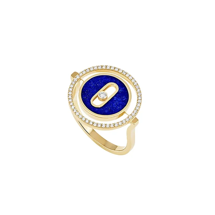 Messika Lucky Move PM ring in yellow gold, diamonds and lapis lazuli | Lepage