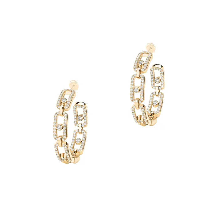 Messika Move Link SM hoop earrings in yellow gold and diamonds – Lepage