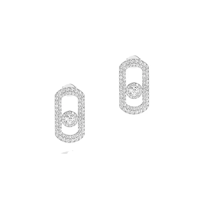 Messika So Move pavé earrings in white gold and diamonds – Lepage