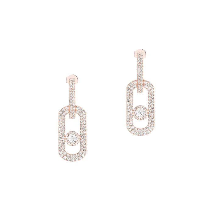 Messika So Move XL pendant earrings Paved in pink gold and diamond – Lepage