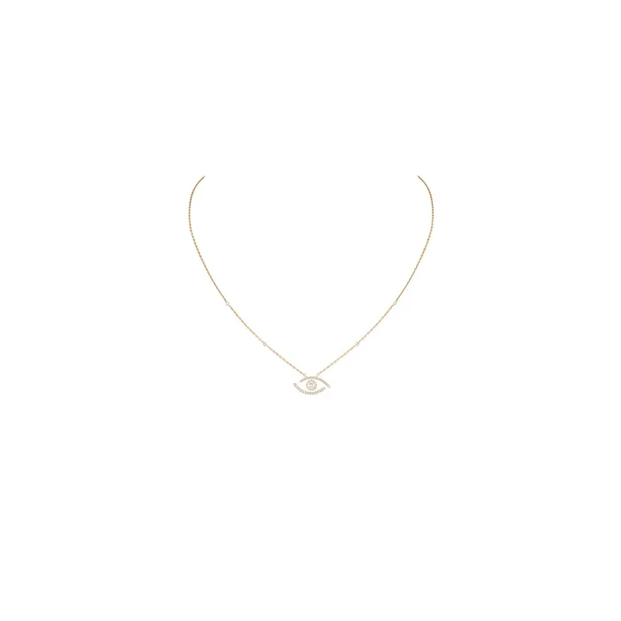 Messika woman necklace in gold and diamonds Lucky Eye Paved 7525J – Lepage