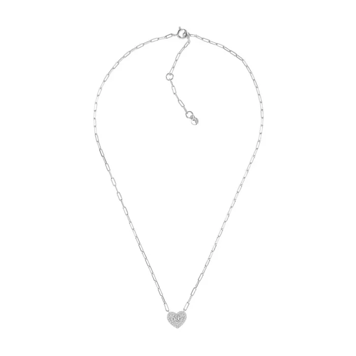 Michael Kors Sterling Silver Premium Pave Heart Pendant with Chain