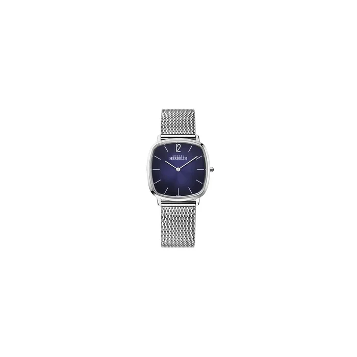 Michel Herbelin City quartz watch purple dial milanese mesh 36 mm