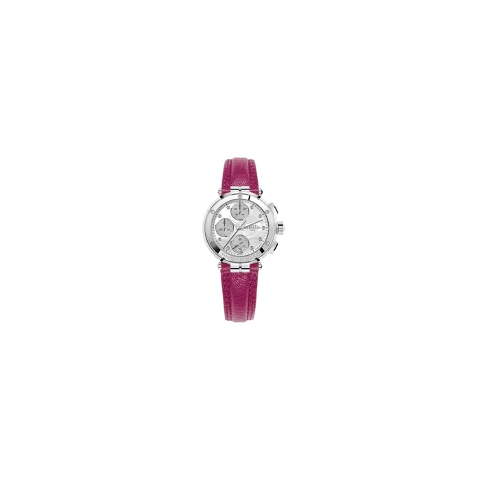 Michel Herbelin Newport chrono quartz watch pink leather strap 35 mm