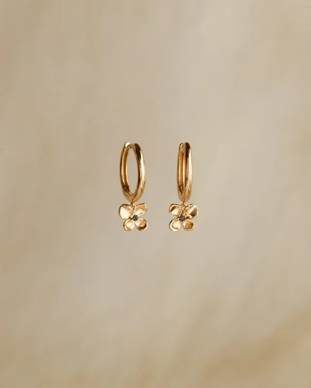 Midnight Blossom Charm Hoops