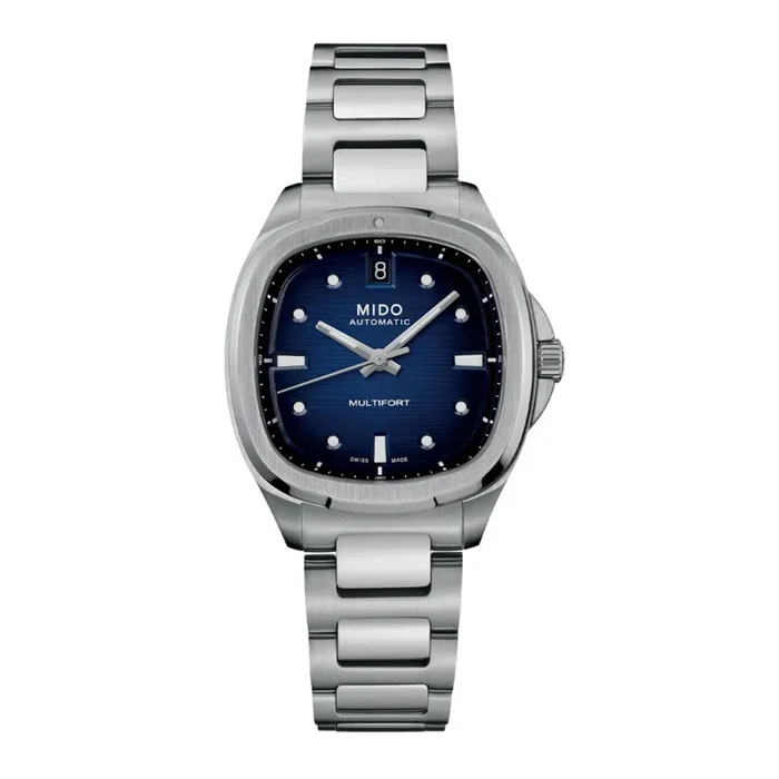 Mido Multifort TV automatic watch diamond index blue dial stainless steel bracelet 35 mm M049.307.11.041.00 – Lepage