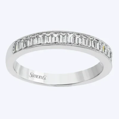 Milgrain Edged Baguette Diamond Band