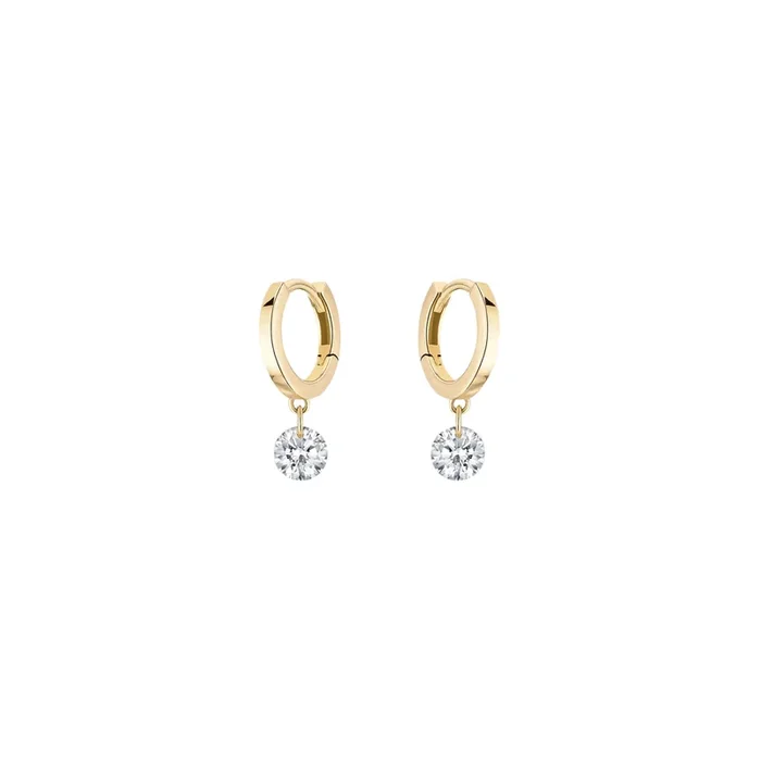 Mini créoles La Brune et La Blonde 360° en or jaune 2 diamants 0,30 carat EA0036YGDI – Lepage