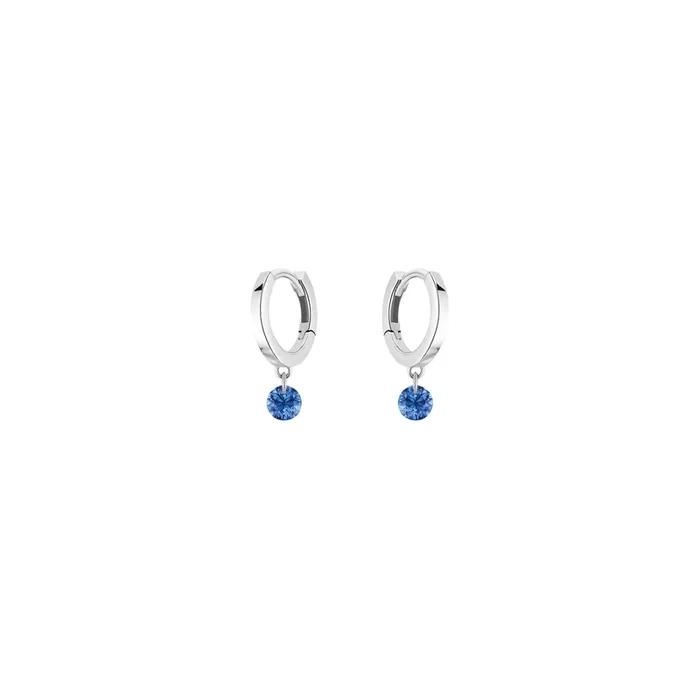 Mini créoles La Brune et La Blonde Confetti en or blanc et 2 saphirs bleus 0,30 carat