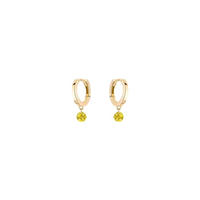 Mini créoles La Brune et La Blonde Confetti en or jaune et 2 saphirs jaunes 0,30 carat