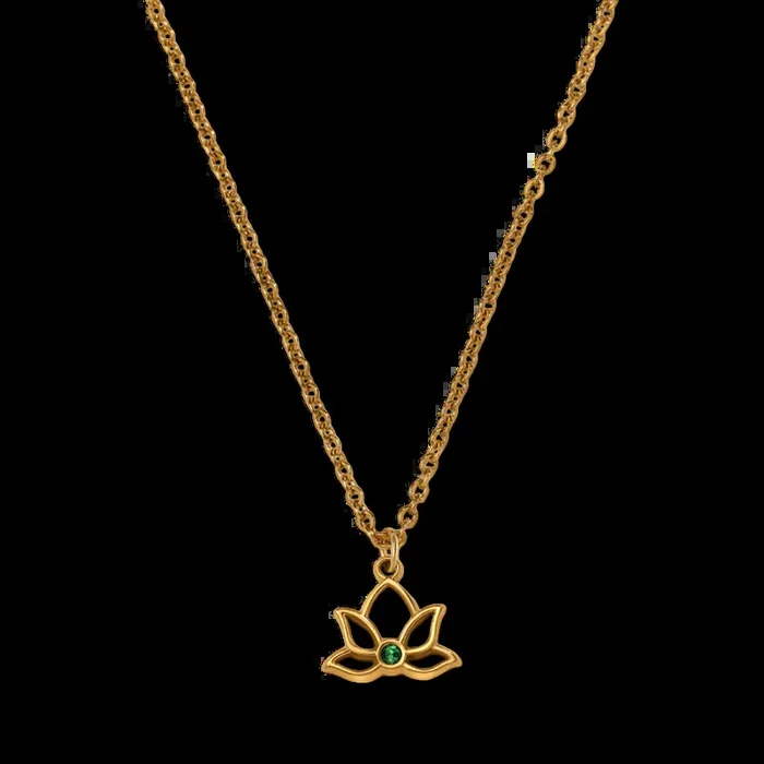 Mini Lotus Birthstone Pendant Necklace