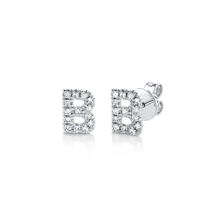 MINI ME DIAMOND PAVE INITAL STUDS