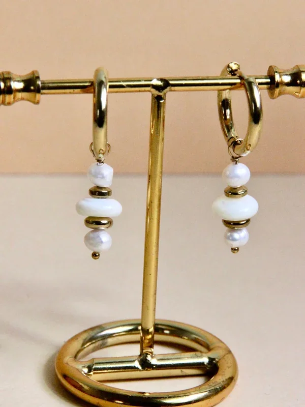 Mini Orion hoop earrings – bohemian natural stones