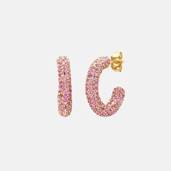 Mini Pink Sapphire Party Hoops