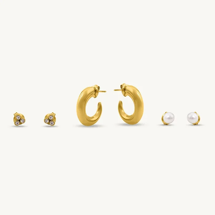 Minimalist Gold Earrings Set