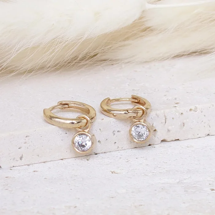 Misaki mini hoop earrings with zircons gold-plated