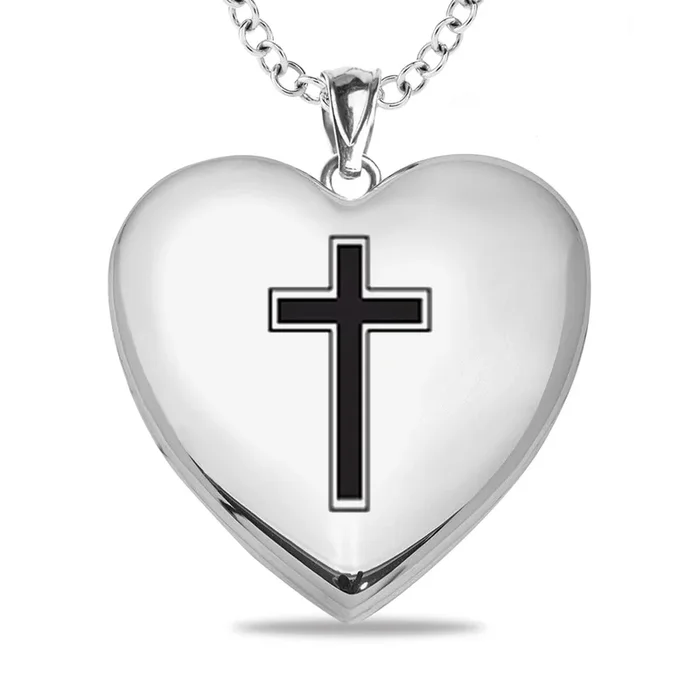 Mitchell K Sterling Silver 23X25MM 18-inch Cross Locket Personalized Photo Necklace. See Details*