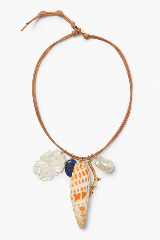 Mitra Leather Charm Necklace Multi