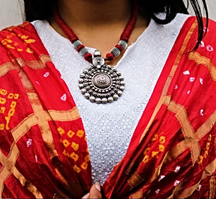Mizoya Tribal Art Circular Embossed Pendant
