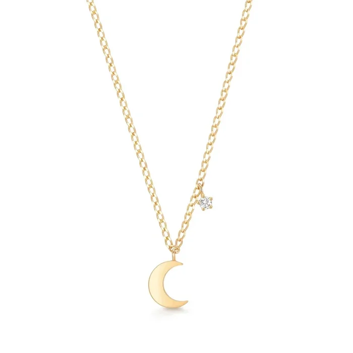 MOLLY | Crescent Moon with Lab Grown Diamond Accent Necklace