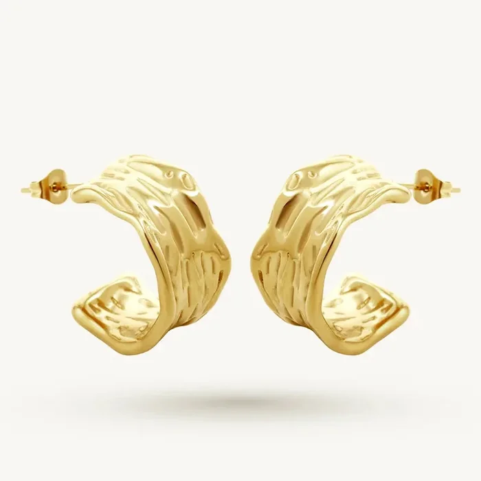 Molten Golden Half Hoop Earring