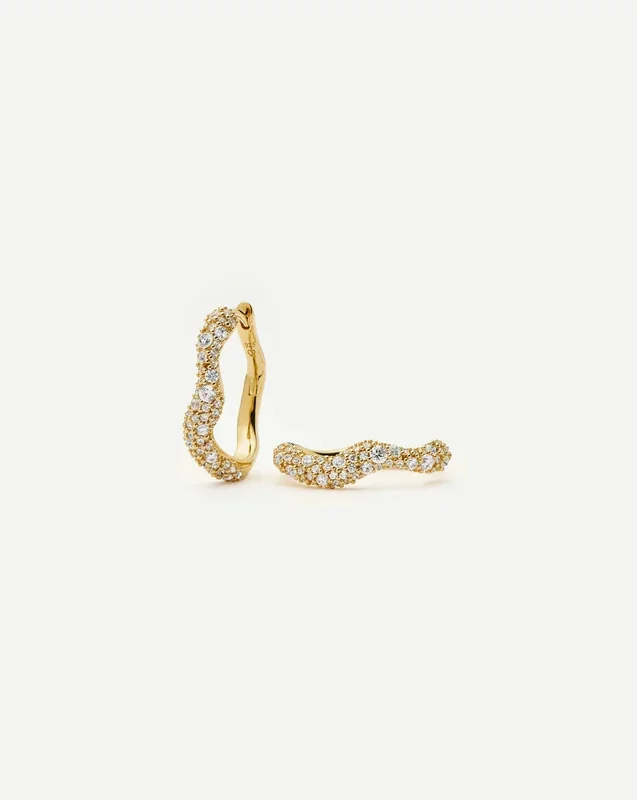 Molten Snow Small Hoop Earrings | 18ct Gold Vermeil/Cubic Zirconia