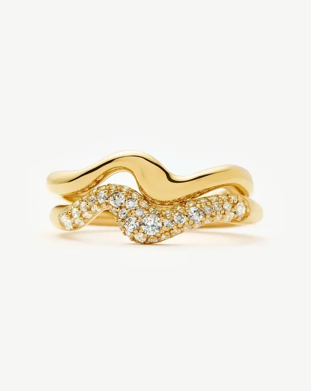 Molten Stacking Ring Set | 18k Gold Vermeil/Cubic Zirconia