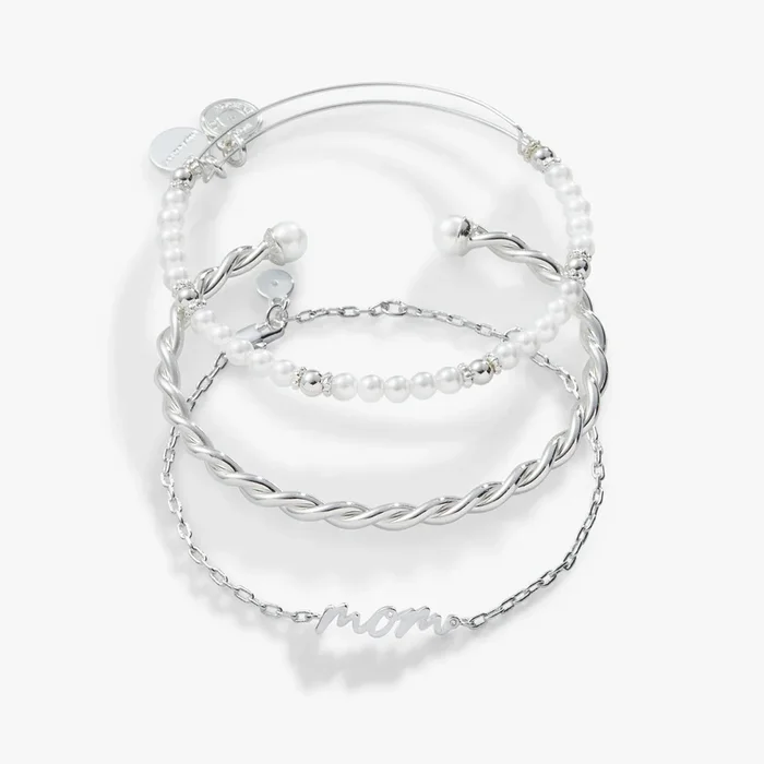 Mom Script Bracelet, Set of 3